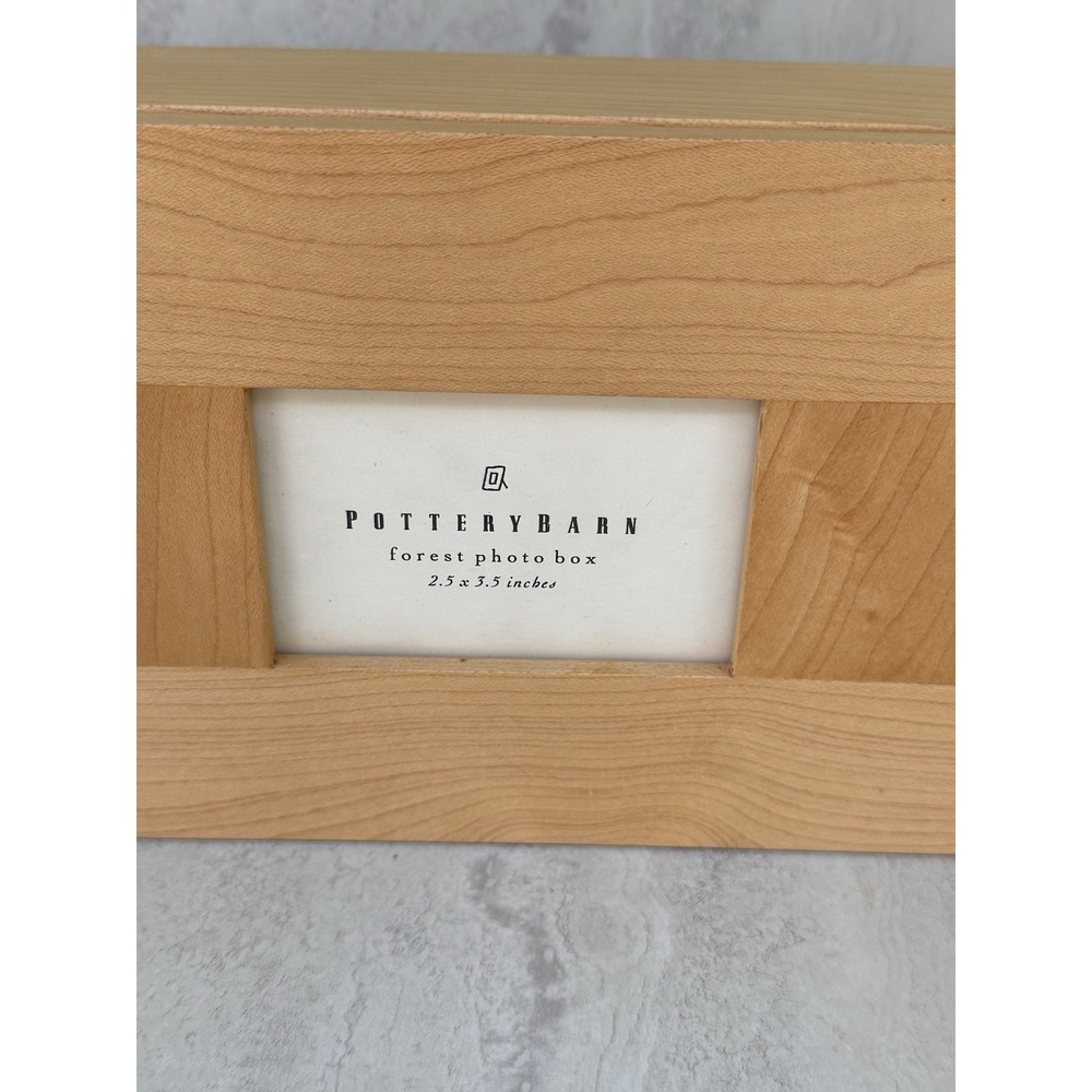 Vtg Pottery Barn Forest Photo Box Blonde Wood With 2.5 X 3.5 Photo Frame #8625 - Picture 3 of 10